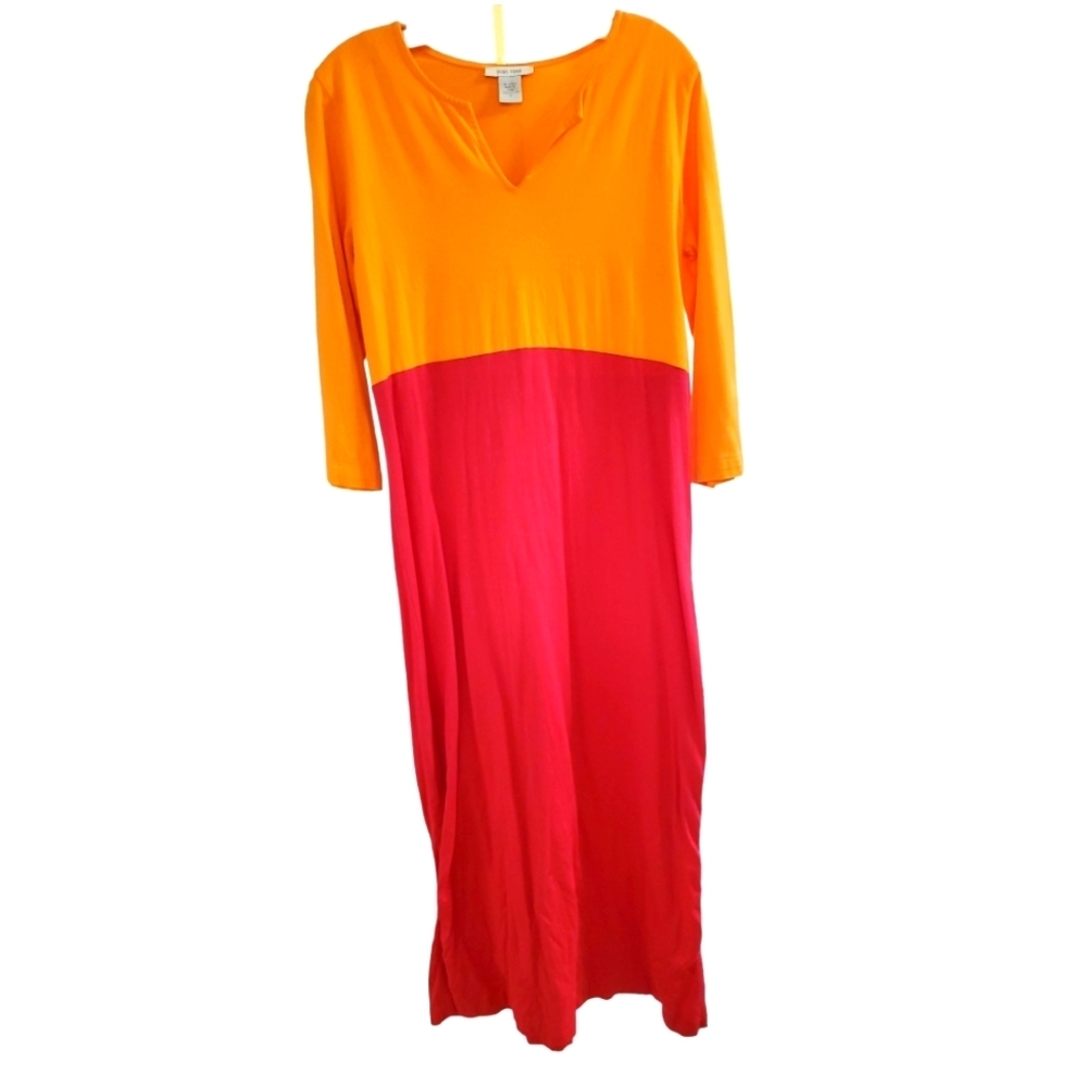 JOAN VASS multicolor v cut maxi dress size zero
